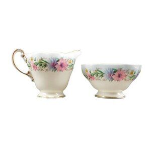 Foley China "Cornflower"  Creamer and Open Sugar Set, Made In England